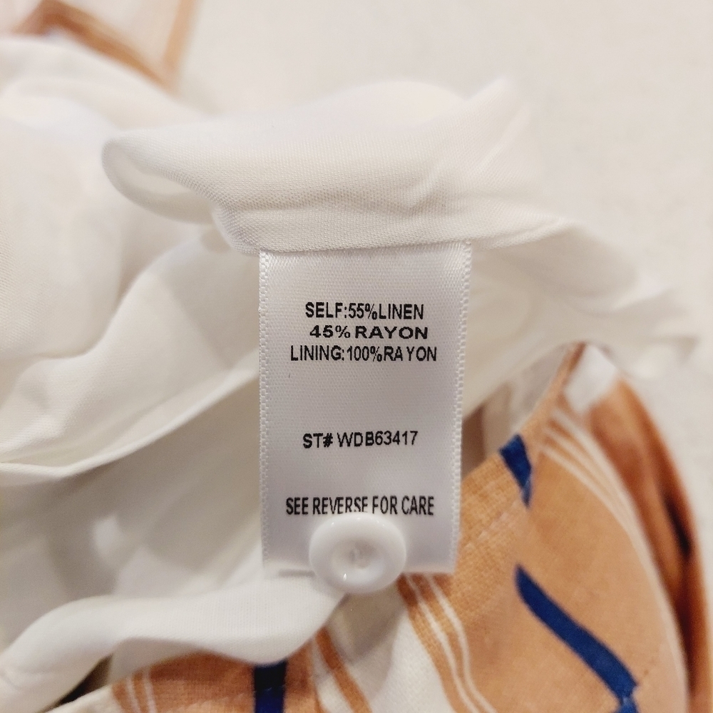 Lost + Wander Sun Dress XS Peach Stripe Button Front Lined Linen Blend NWOT - Picture 8 of 14